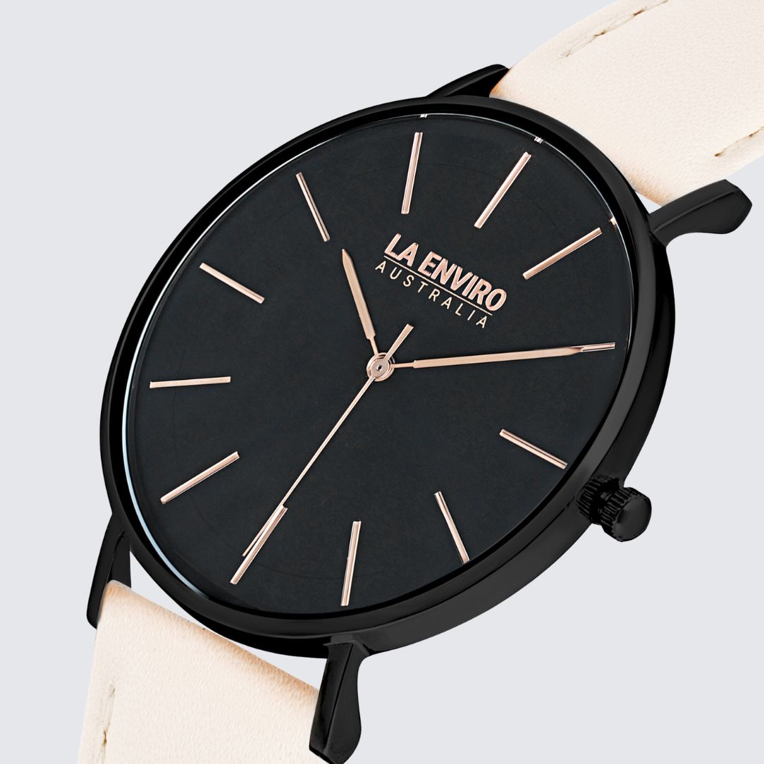 Black Watch With Nude Strap I TIERRA 40 MM