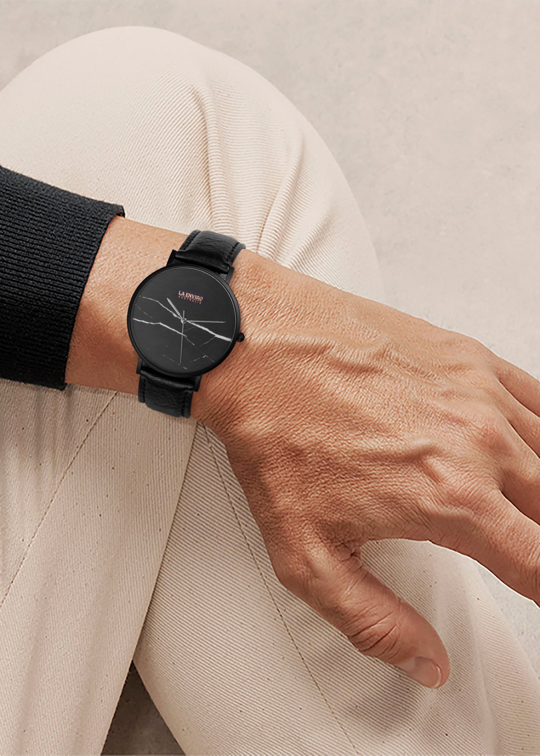 male wearing vegan watch