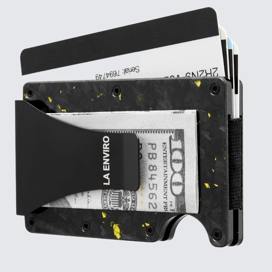 LORNE Forged Carbon Wallet I Gloss Gold