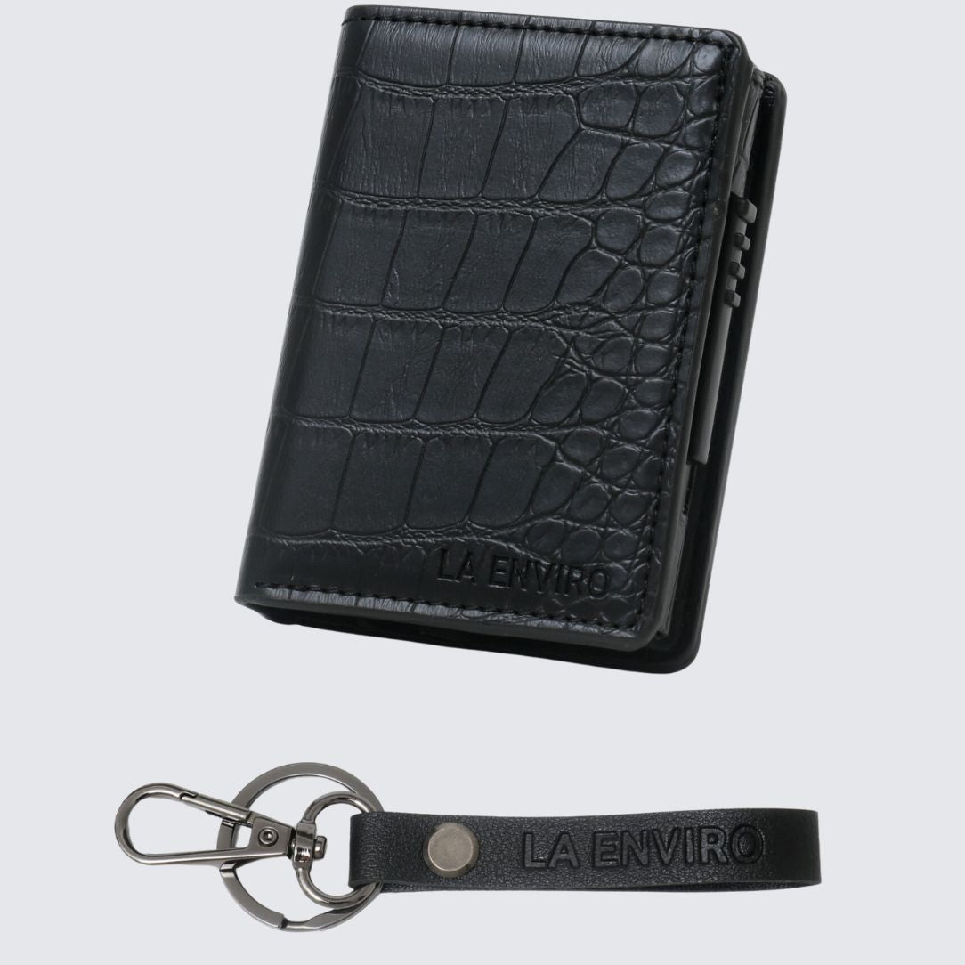 VEGAN Skin Leather Wallet I Black