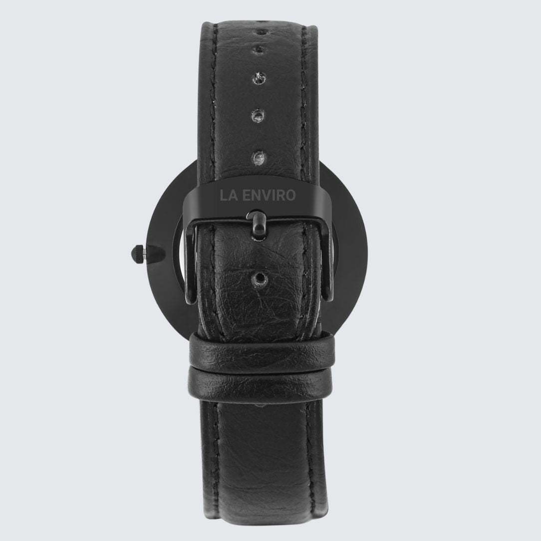 Black Marble Watch With Black Pineapple Leather Strap I 40 MM