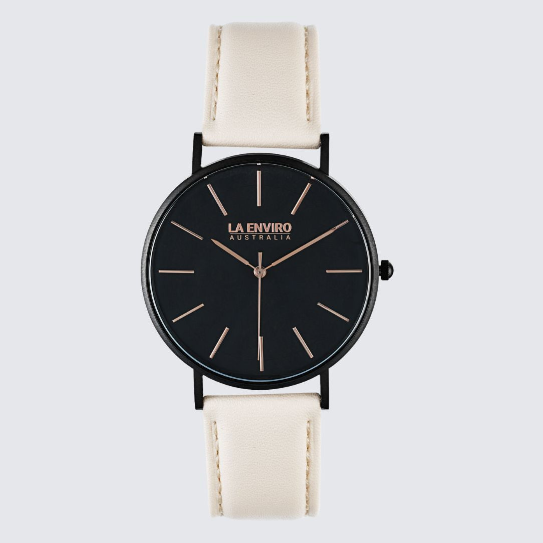 Black Watch With Nude Strap I TIERRA 40 MM