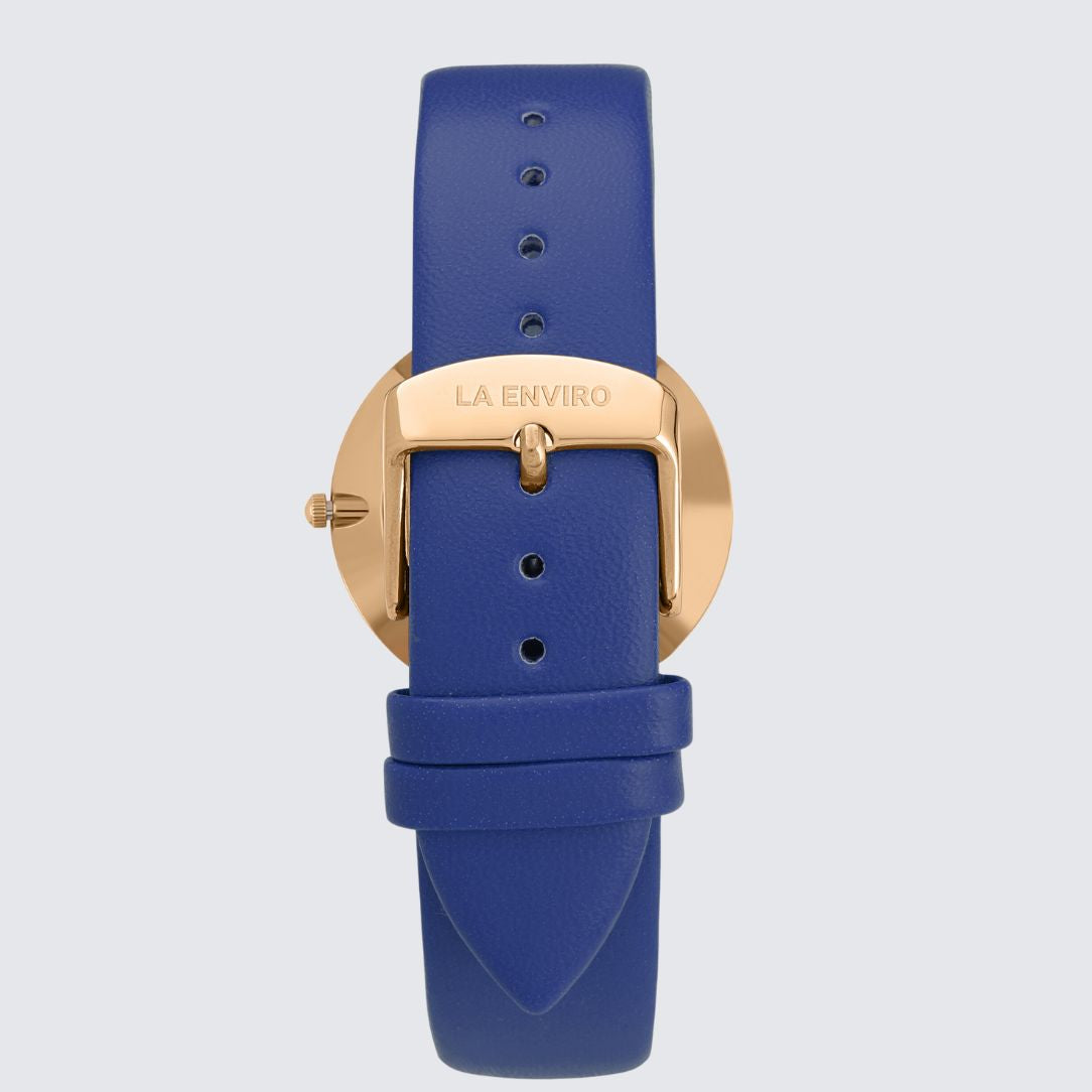 Gold Classic Watch with Blue Strap  I 40 MM