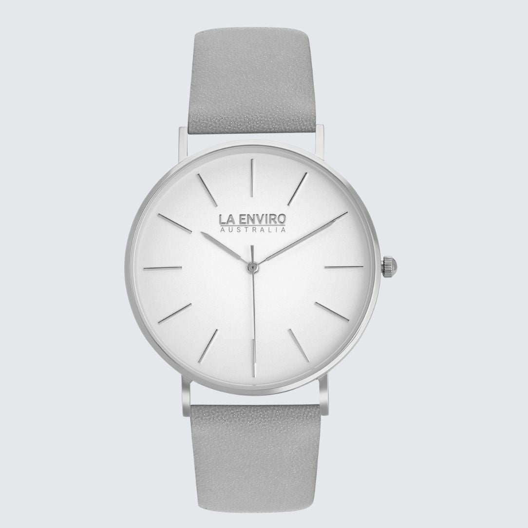 Silver Classic Watch With Grey Strap I 40 MM