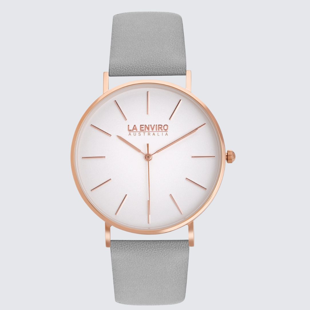 Rose Gold Classic Watch With Grey Strap  I 40 MM